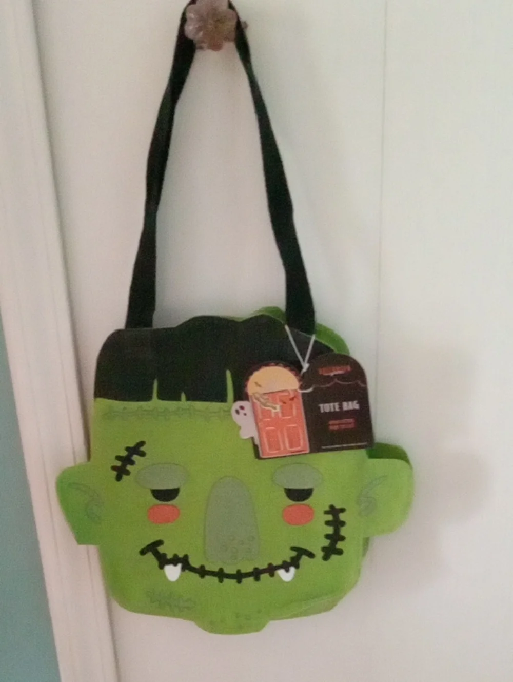 Green Frankenstein Halloween Tote Bag